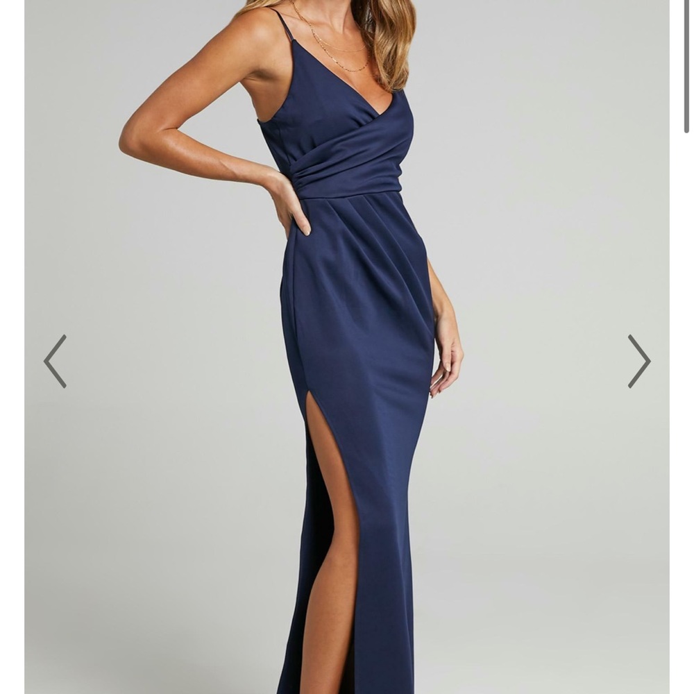 WORN ONCE SHOWPO LINKING LOVE SLIP MAXI DRESS NAVY